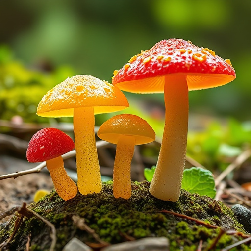 Magic Mushroom Gummies with Nature Background