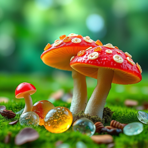 Magic Mushroom Gummies with Nature Background