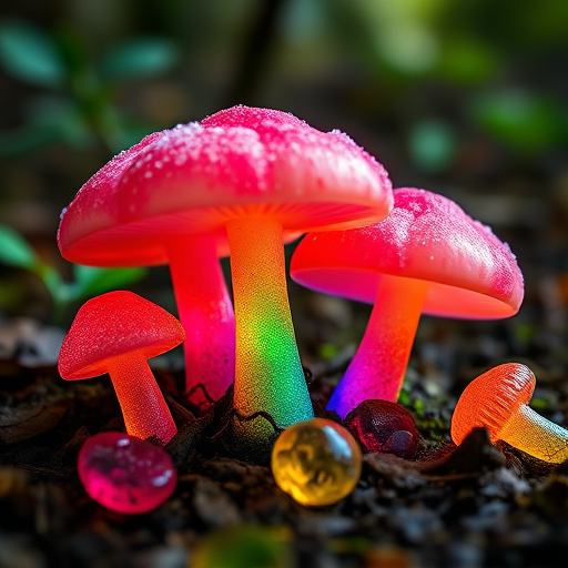 Magic Mushroom Gummies with Nature Background