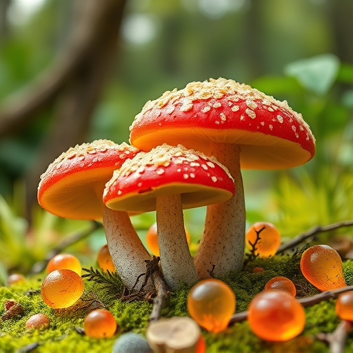Magic Mushroom Gummies with Nature Background