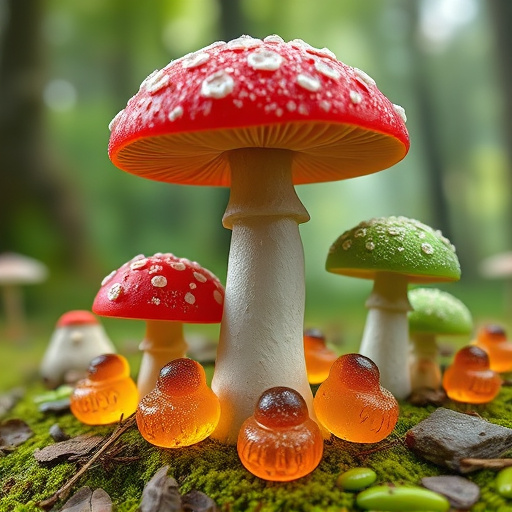 Magic Mushroom Gummies with Nature Background
