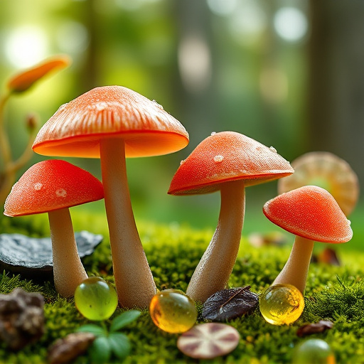 Magic Mushroom Gummies with Nature Background