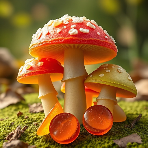 Magic Mushroom Gummies with Nature Background