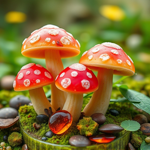 Magic Mushroom Gummies with Nature Background