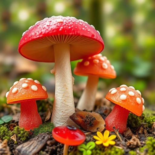 Magic Mushroom Gummies with Nature Background