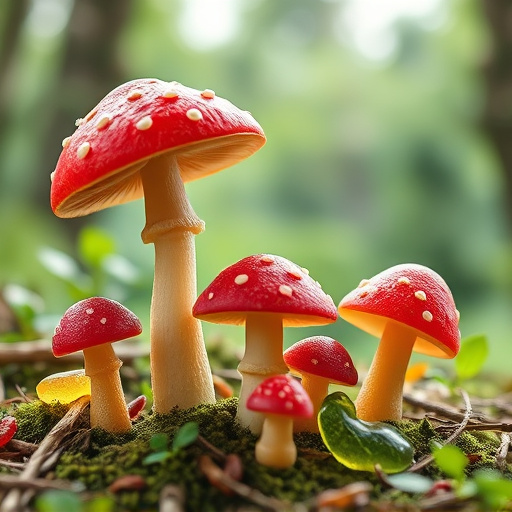 Magic Mushroom Gummies with Nature Background
