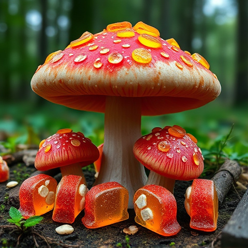 Magic Mushroom Gummies with Nature Background