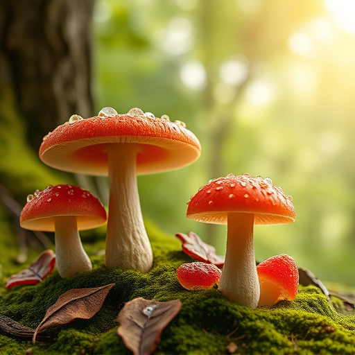 Magic Mushroom Gummies with Nature Background