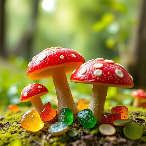 Magic Mushroom Gummies with Nature Background