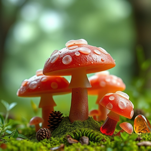 Magic Mushroom Gummies with Nature Background