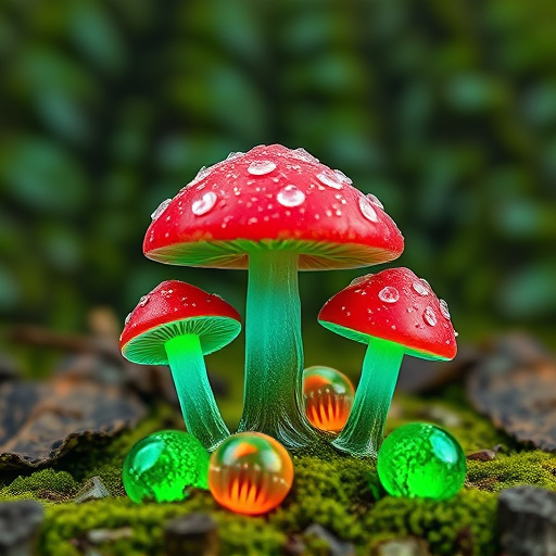 Magic Mushroom Gummies with Nature Background