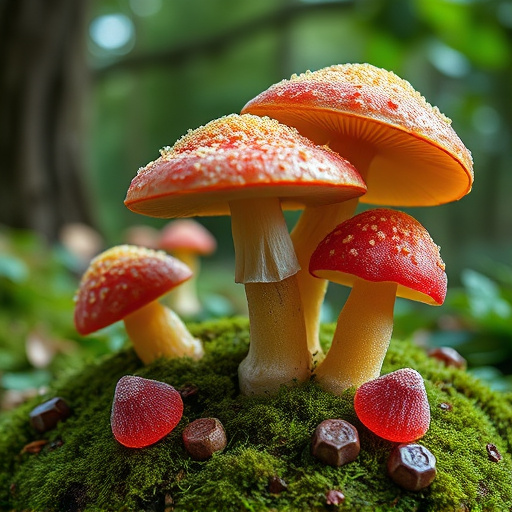 Magic Mushroom Gummies with Nature Background