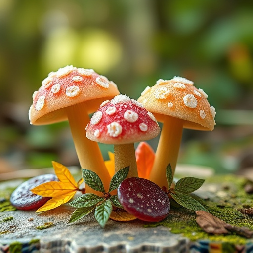 Magic Mushroom Gummies with Nature Background
