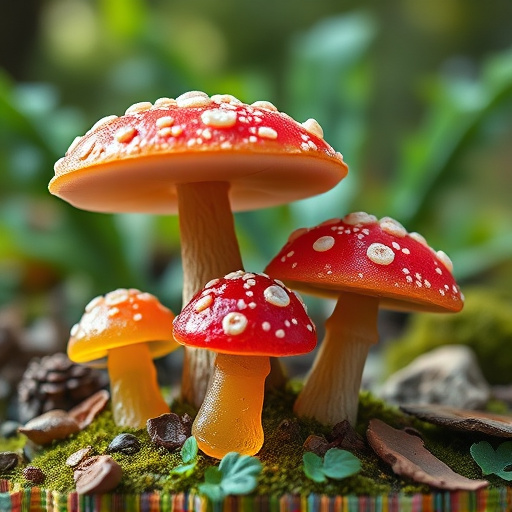 Magic Mushroom Gummies with Nature Background