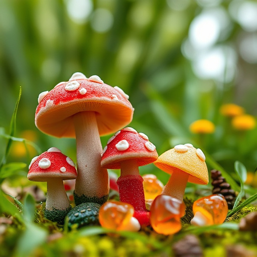 Magic Mushroom Gummies with Nature Background