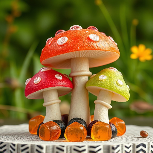Magic Mushroom Gummies with Nature Background