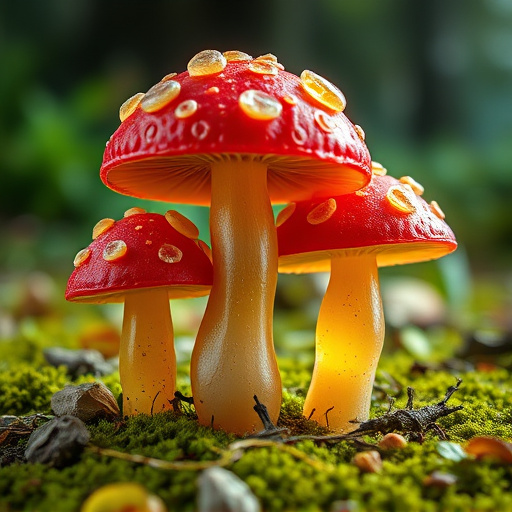 Magic Mushroom Gummies with Nature Background