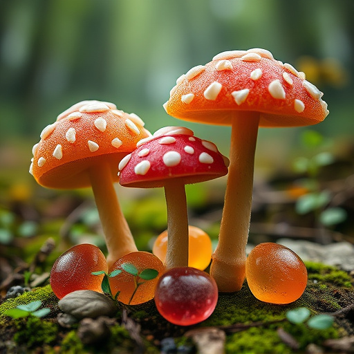 Magic Mushroom Gummies with Nature Background