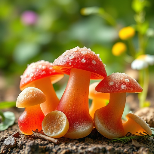 Magic Mushroom Gummies with Nature Background
