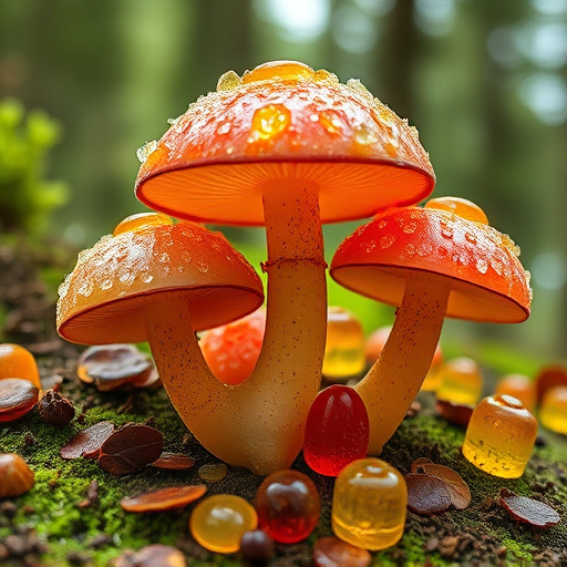 Magic Mushroom Gummies with Nature Background