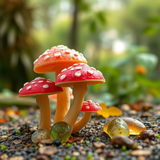 Magic Mushroom Gummies with Nature Background