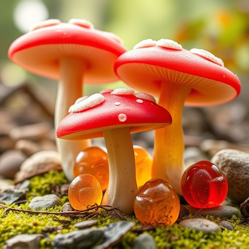 Magic Mushroom Gummies with Nature Background