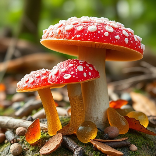 Magic Mushroom Gummies with Nature Background