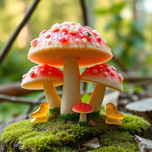 Magic Mushroom Gummies with Nature Background