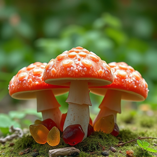 Magic Mushroom Gummies with Nature Background