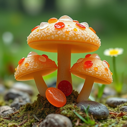 Magic Mushroom Gummies with Nature Background