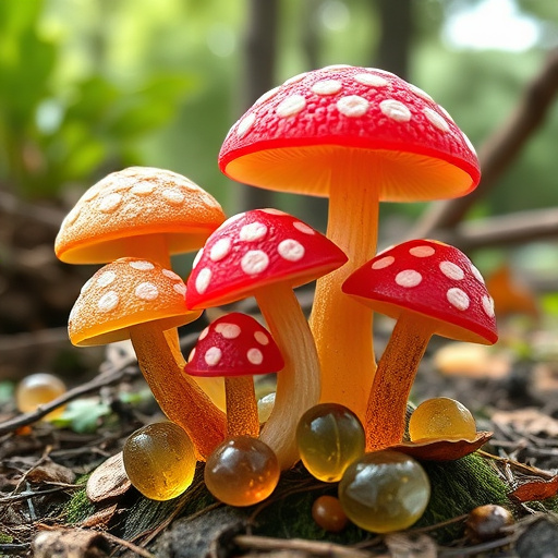 Magic Mushroom Gummies with Nature Background