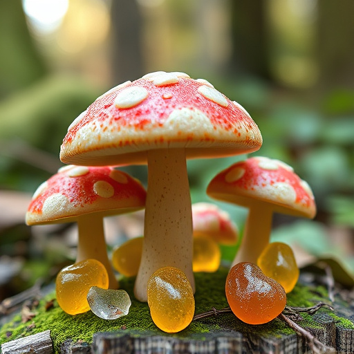 Magic Mushroom Gummies with Nature Background