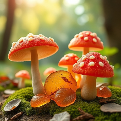 Magic Mushroom Gummies with Nature Background