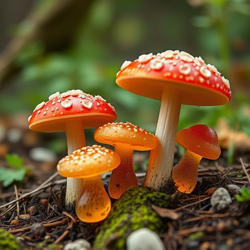 Magic Mushroom Gummies with Nature Background