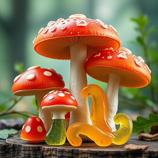 Magic Mushroom Gummies with Nature Background