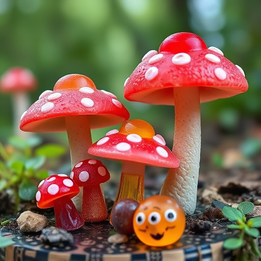 Magic Mushroom Gummies with Nature Background