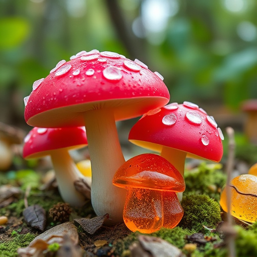 Magic Mushroom Gummies with Nature Background