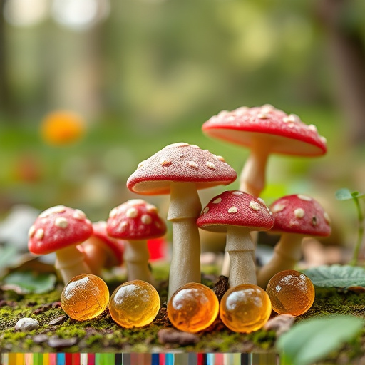 Magic Mushroom Gummies with Nature Background