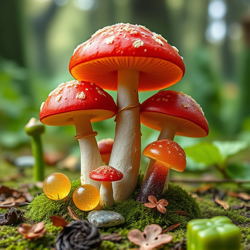 Magic Mushroom Gummies with Nature Background