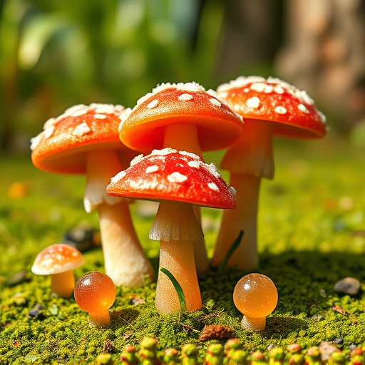 Magic Mushroom Gummies with Nature Background