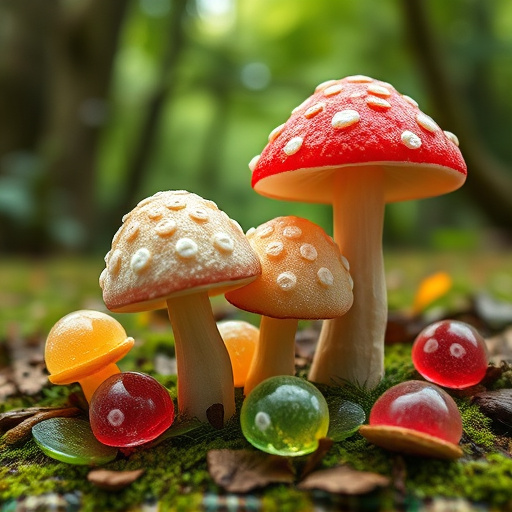 Magic Mushroom Gummies with Nature Background