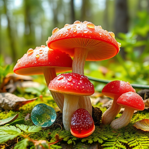 Magic Mushroom Gummies with Nature Background