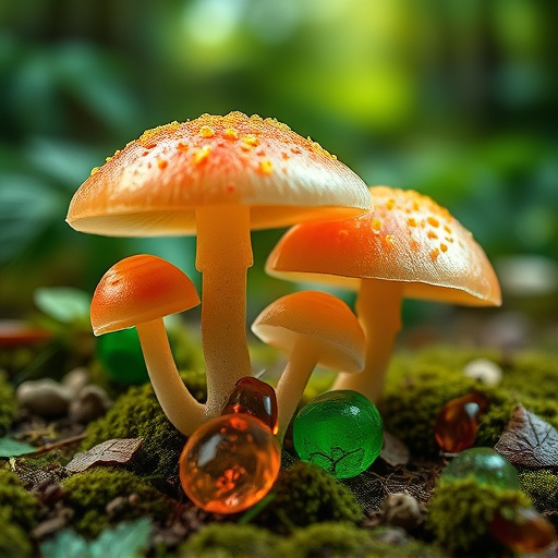 Magic Mushroom Gummies with Nature Background