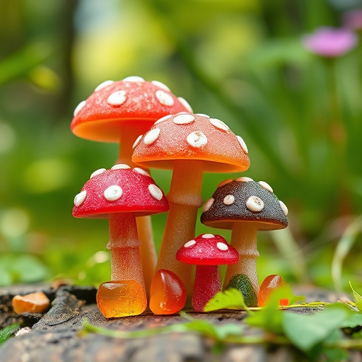 Magic Mushroom Gummies with Nature Background