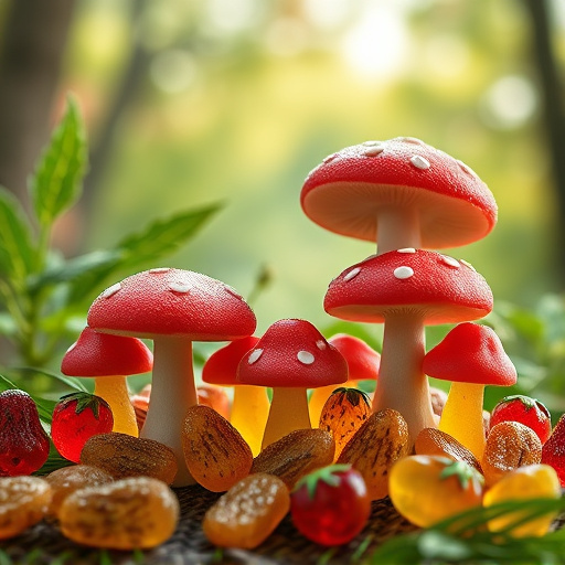 Magic Mushroom Gummies with Nature Background