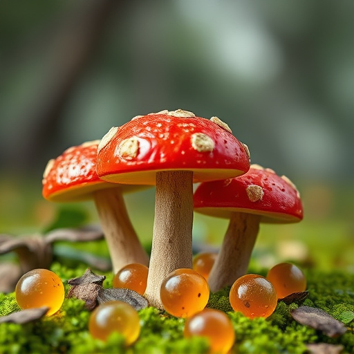 Magic Mushroom Gummies with Nature Background