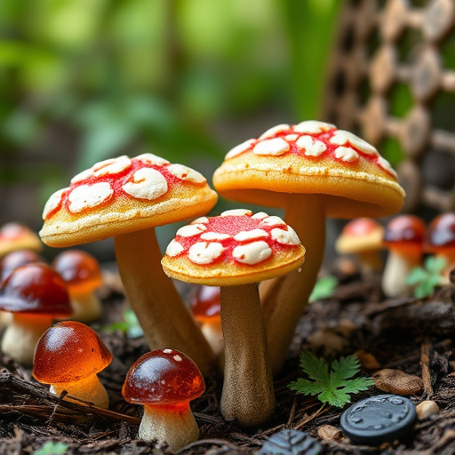 Magic Mushroom Gummies with Nature Background