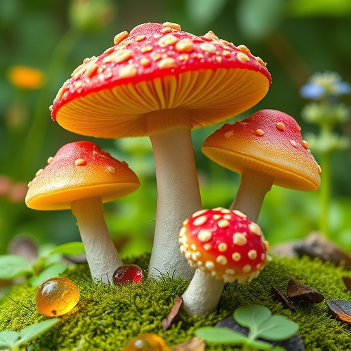 Magic Mushroom Gummies with Nature Background