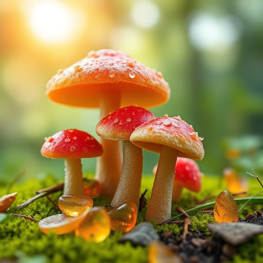 Magic Mushroom Gummies with Nature Background