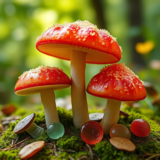 Magic Mushroom Gummies with Nature Background